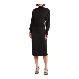 Theory Classic Black Knit Long Sleeve Dress